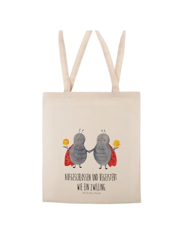 Mr. & Mrs. Panda Schultertasche Sternzeichen Zwilling mit Spruch in Creme