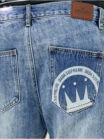 DADA Loose Fit Bermuda Jeans Shorts mit Washed Denim in Blau