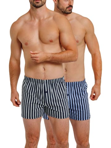 Haasis Bodywear 2er-Set: Boxershorts in navy-Streifen