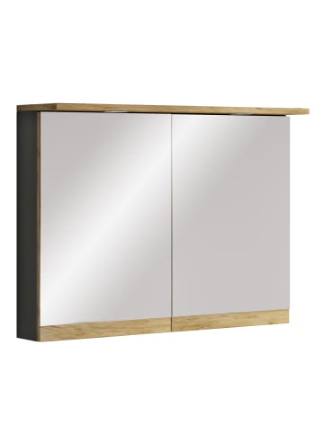 VCM  LED Bad Spiegelschrank Steckdose 59x80x23 Cosila in Anthrazit / Honig-Eiche