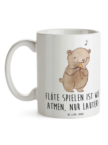 Mr. & Mrs. Panda Kaffeetasse Flöte Atem mit Spruch in Weiß