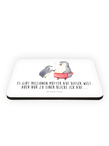 Mr. & Mrs. Panda Kühlschrankmagnet Pinguin mit Kind mit Spruch in Weiß