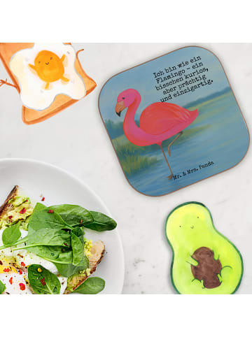 Mr. & Mrs. Panda Tischschoner Flamingo Classic Design mit Spruch in Weiß