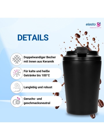 elasto Kaffeebecher "Ceramico" in schwarz - 360 ml