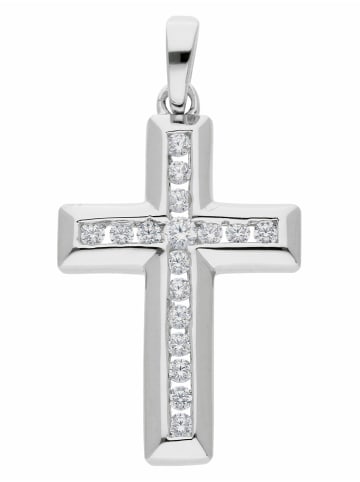 Adeliás 925 Silber Kreuz Anhänger mit Zirkonia in silber