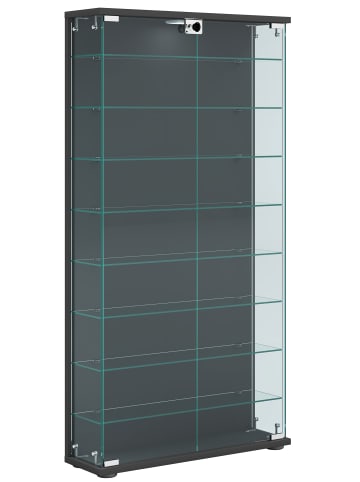VCM  Holz Glas Stand Vitrine Sammelvitrine Stelas L in Anthrazit
