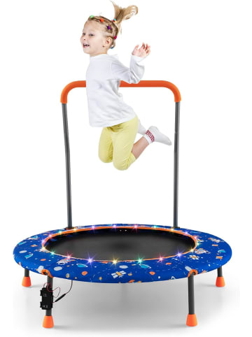 COSTWAY Trampolin mit Griff & LED 3-6 Jahre in Blau