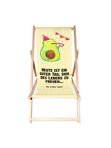 Mr. & Mrs. Panda Gartenliege Avocado Party mit Spruch in Gelb Pastell