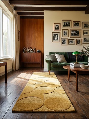 KADIMA DESIGN Wollteppich Kurzflor DEBEN Geometrisch Naturfaser Wohnzimmer in Senfgelb