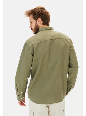 Camel Active Langarm-Leinenhemd mit Soft-Wash-Veredelung in Dunkelgrün