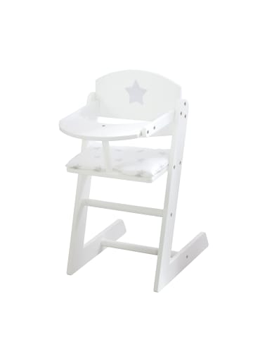 roba Weißer Puppenhochstuhl Stella aus Holz – für Puppen & Babypuppen