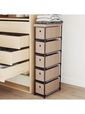 COSTWAY Schmaler Kommode mit 5 Schubladen in Braun