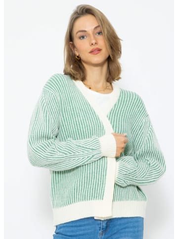 SASSYCLASSY Oversize Strick-Cardigan in Weiß, Hellgrün