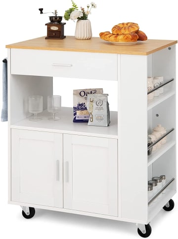 COSTWAY Küchenwagen auf Rollen in Weiß