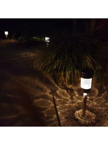 MARELIDA LED Solar Wegleuchte mit Erdspieß für Garten Balkon H: 15cm in silber