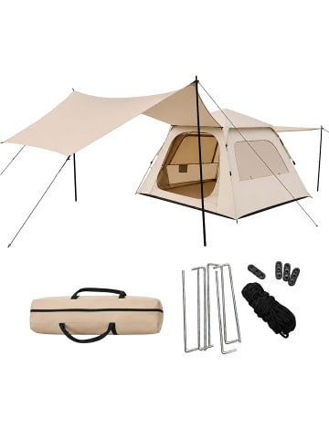 relaxdays Campingzelt in Beige – (B)240 x (H)155 x (T)240 cm
