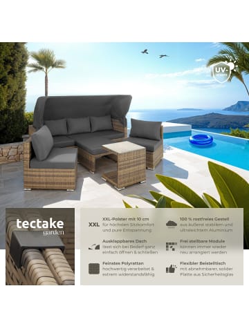 tectake Rattan Sitzgruppe, Sicherheitsglasplatte, für 5 bis 6 Personen