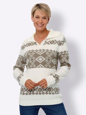 Sieh an! Norwegerpullover in ecru-taupe-gemustert