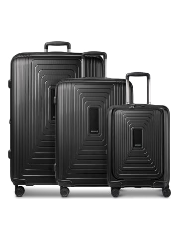 Redolz Essentials 14 4 Rollen Kofferset 3-teilig mit Dehnfalte in black metallic
