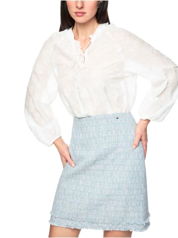 MARC CAIN COLLECTIONS Leichte Tunika mit Stickerei & Rüschen in Weiß