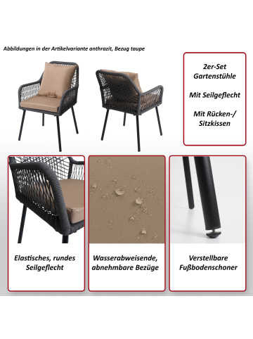 MCW 2er-Set Gartenstuhl O12, Hellgrau, Bezug taupe