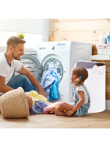 relaxdays 2x Wäschekorb in Schwarz/ Weiß - Je 80 l
