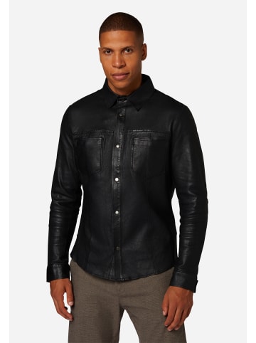 Ricano Lederhemd Reverse Shirt in Schwarz