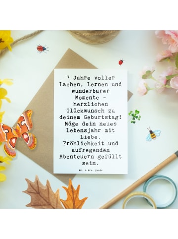 Mr. & Mrs. Panda Grußkarte Spruch 7. Geburtstag mit Spruch in Weiß