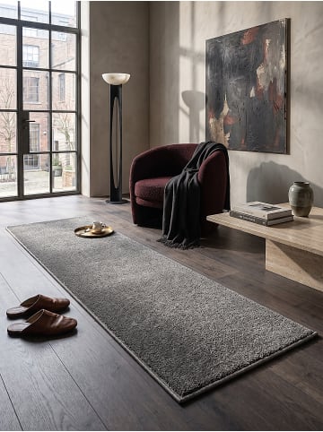 KADIMA DESIGN BORMIDA Hochflorteppich Anthrazit 80x150 Uni Polypropylen Wohnzimmer in Anthrazit