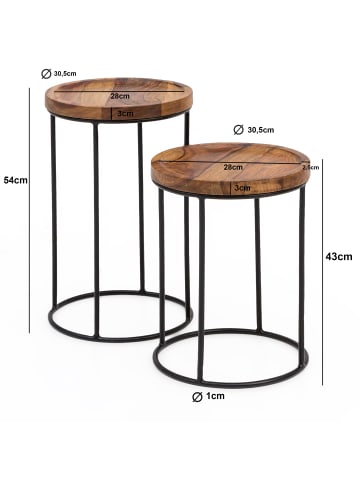 KADIMA DESIGN Satztisch 2er-Set | Sheesham/Metall, Massivholz