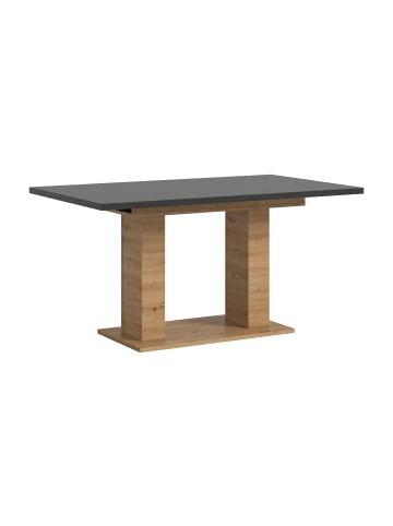 xonox.home Esstisch (B/H/T): 150-190x76x90 in eichefarben & grau mit Doppelsäulen-Gestell