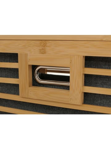 MCW Bambus Badezimmerschrank N83, Natur, Korb grau