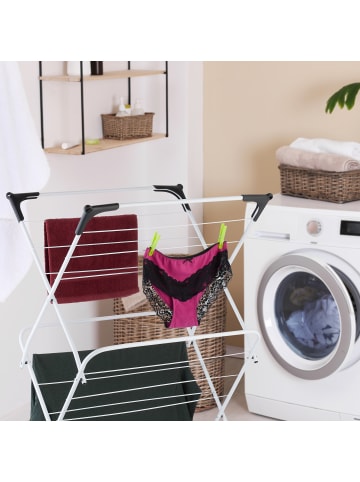 relaxdays Wäscheständer in Weiß - (B)62 x (H)136 x (T)51 cm