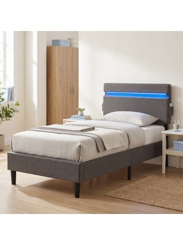 VASAGLE Bettgestell Kacy in Dunkelgrau - (B)99.3 x (H)98.4 x (T)206.8 cm