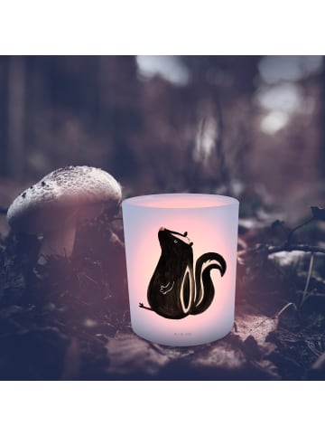 Mr. & Mrs. Panda Teelichthalter Glas Stinktier Sitzen ohne Spruch in Transparent