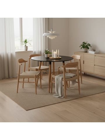 relaxdays Esstisch in Schwarz/ Natur - (H)75 x Ø 90 cm