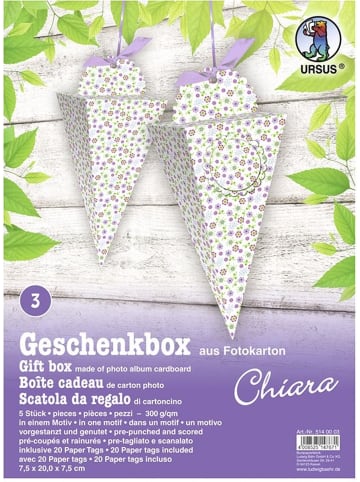 Buntpapierfabrik Ludwig Bähr Geschenkbox Chiara 7,5x20x7,5cm Packung mit 5 Stück Motiv: 03