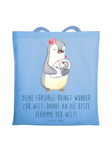 Mr. & Mrs. Panda Tragetasche Beste Hebamme mit Spruch in Sky Blue