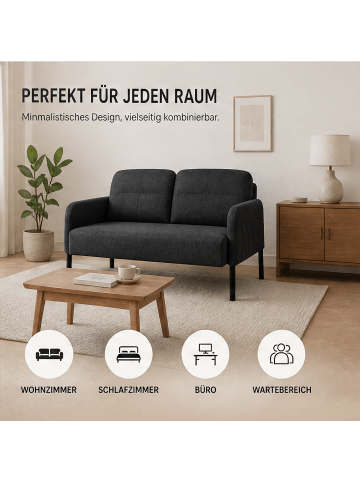 Home Nature Wohnkonzept Sofa 2 Sitzer in Schwarz 120x80x72 cm