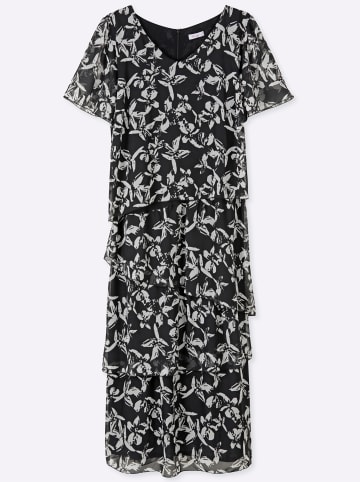 sheego Abendkleid in schwarz-weiß-gemustert
