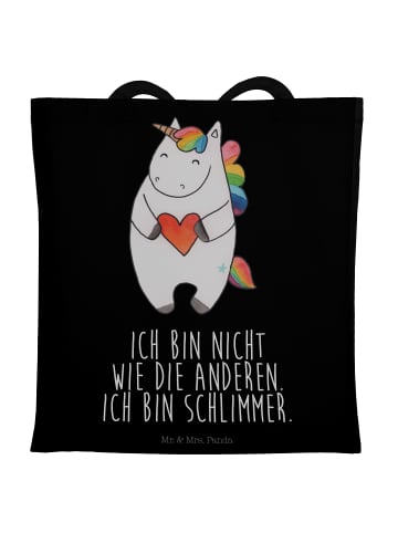 Mr. & Mrs. Panda Tragetasche Einhorn Herz mit Spruch in Schwarz