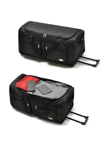 Cheffinger Gepäcktasche 3 Rollen Handgepäck Reisetasche Reisegepäck in Schwarz