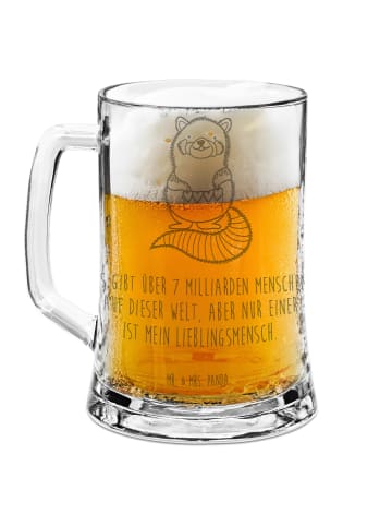 Mr. & Mrs. Panda Gravur Bierkrug Roter Panda mit Spruch in Transparent