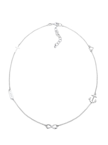 Elli Halskette 925 Sterling Silber Anker, Herz, Infinity, Kreuz, Love-Schriftzug in Silber