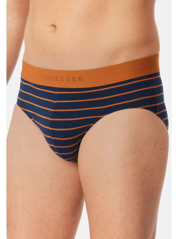 Schiesser Rio Slip / Unterhose 95/5 Organic Cotton in Dunkelblau / orange
