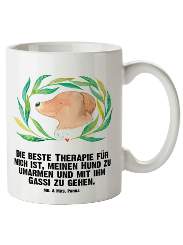 Mr. & Mrs. Panda Weiße Tasse Hund Blumen mit Spruch in Weiß