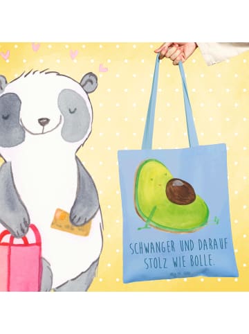 Mr. & Mrs. Panda Shopping Bag Avocado Schwangerschaft mit Spruch in Sky Blue