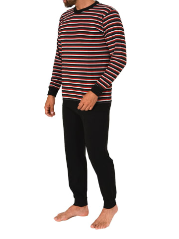 NORMANN langarm Schlafanzug Bündchen Pyjama Streifen - 83095 in schwarz