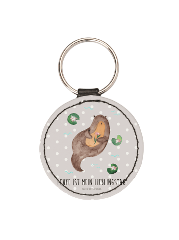 Mr. & Mrs. Panda Anhänger Otter Seerose mit Spruch in Grau Pastell