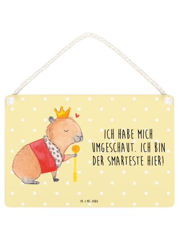 Mr. & Mrs. Panda Schild Capybara König mit Spruch in Gelb Pastell